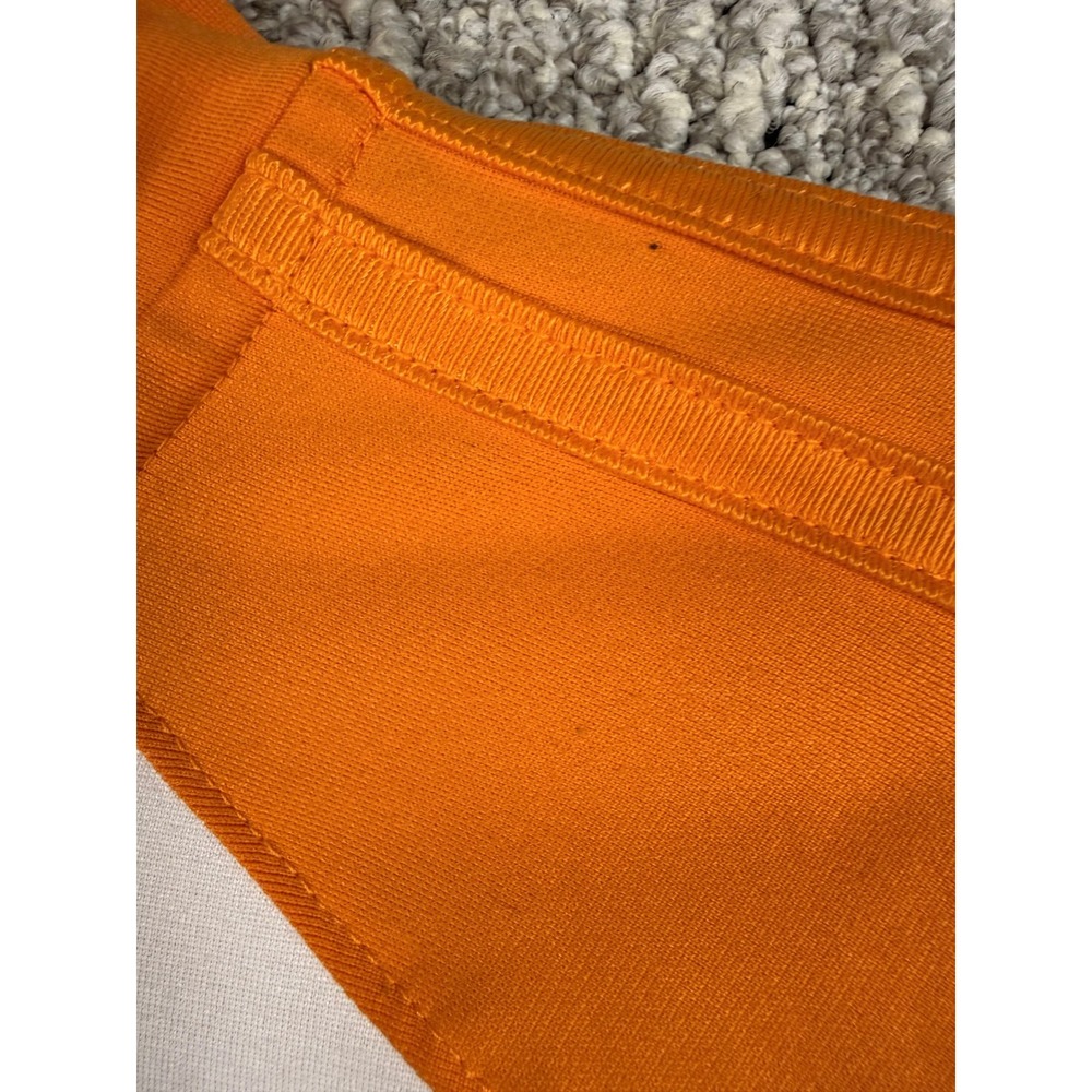 Adidas 1/4 Zip Pullover Shirt Large Orange White 3-Stripe Athletic Track Top L - Picture 6 of 9